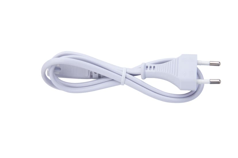 Prokord Cable Power 2-Pin - Straight 1m White 1m Europlug (stroom CEE 7/16) Male Voeding IEC 60320 C7