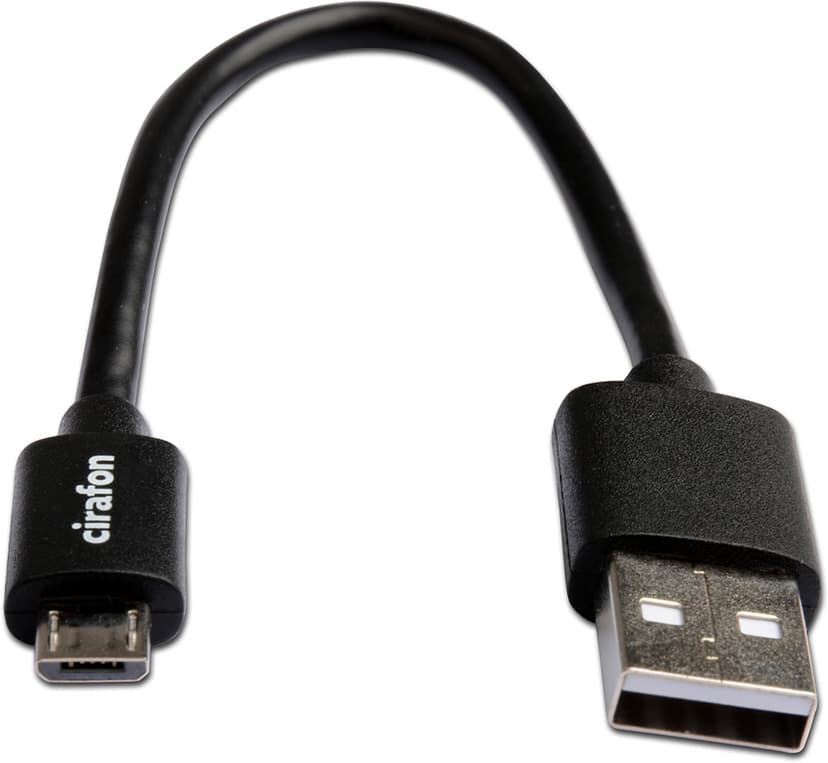 Cirafon Tunn Synk/Laddkabel Micro USB 0.15m Svart