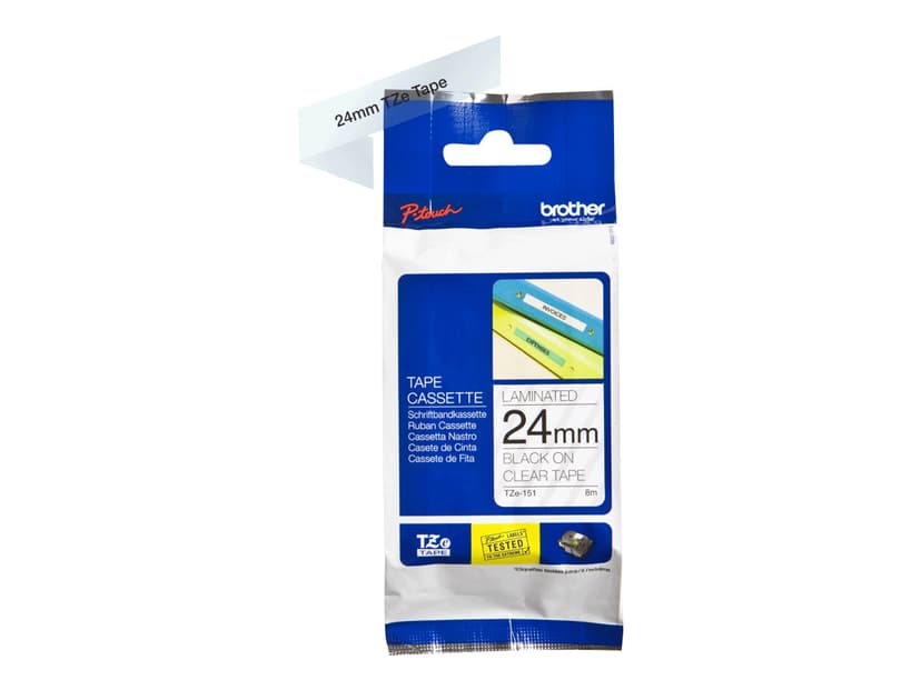 Brother Tape TZE-151 24mm Sort/Transparent