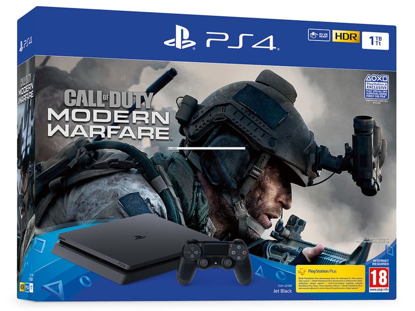 Sony Playstation 4 Slim 1TB - Call of Duty: Modern Warfare 1,000GB Sort