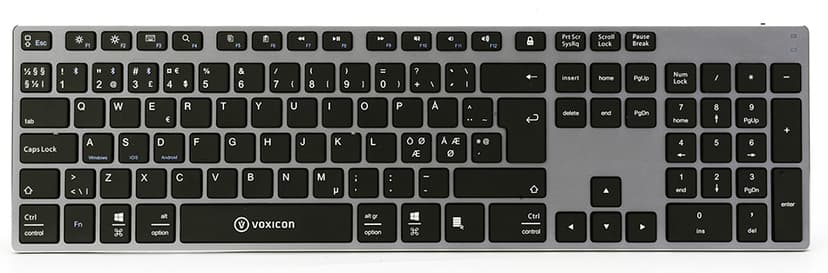 Voxicon BT Keyboard 290 Black Trådløs Tastatur Nordisk Svart; Sølv