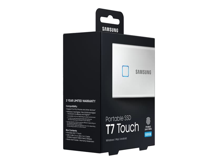 Samsung Portable SSD T7 Touch 0.5TB Sølv