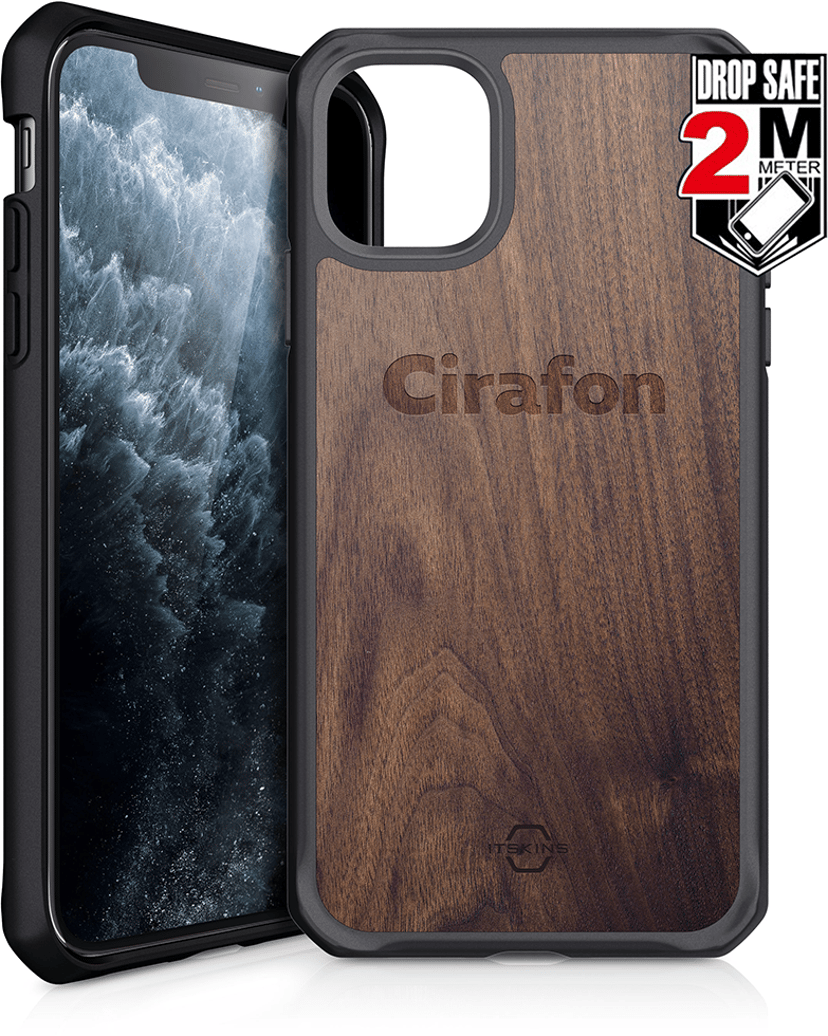 Cirafon Hybrid Fusion Drop Safe iPhone 11 Pro Max Mörkt trä, Svart