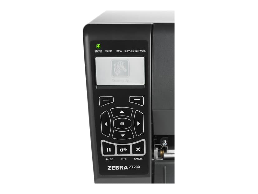 Zebra ZT230 DT/TT 203dpi USB/Seriell/LAN Sax Med Uppsamlingskorg
