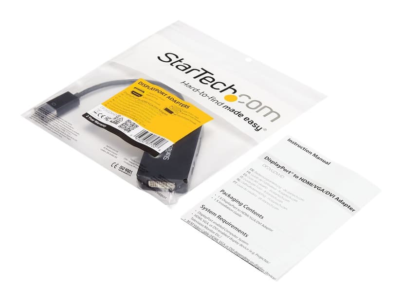 Startech Travel A/V adapter: 3-in-1 DisplayPort to VGA DVI or HDMI Zwart