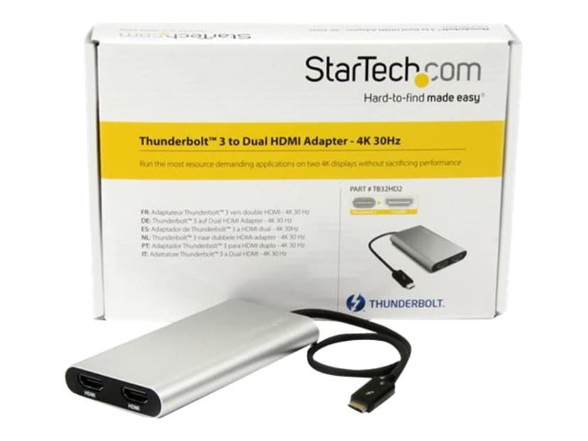 Startech Thunderbolt 3 till dubbel HDMI-adapter