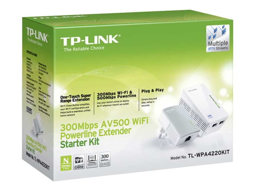 TP-Link TL-WPA4220 AV500 2-Port WiFi Adapter Starter Kit Powerline