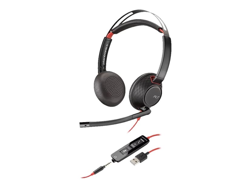 Poly Blackwire 5220 Headset 3,5 mm-stekker, USB-A Stereo Zwart