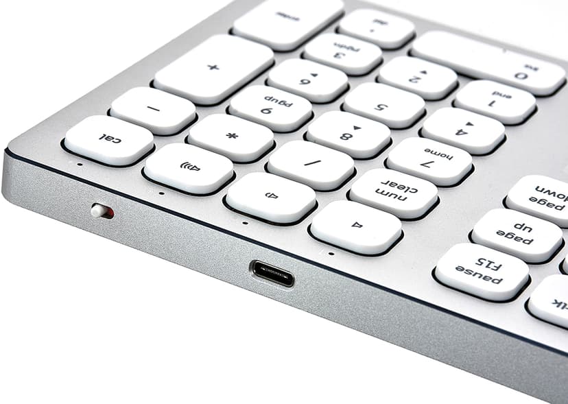 Voxicon Wireless Slim Metal Keyboard 295BWL BT + 2.4GHZ Trådlös Nordisk Silver, Vit Tangentbord