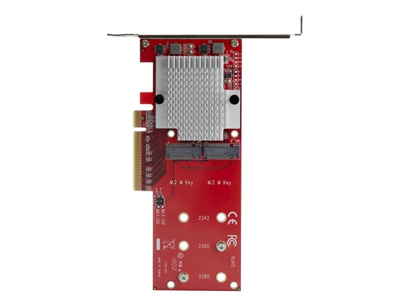 Startech .com Dual M.2 PCIe SSD Adapter Card, x8 / x16 Dual NVMe or AHCI M.2 SSD to PCI Express 3.0, M.2 NGFF PCIe (M-Key) Compatible, Vented, Supports 2242, 2260, 2280, JBOD, Mac & PC