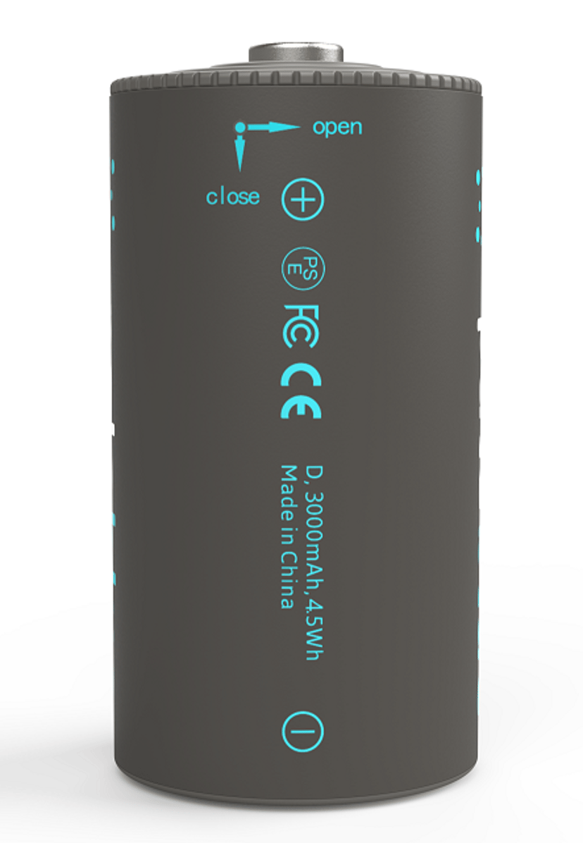 PALE BLUE Oppladbart batteri C 3000 mAh 2-pakning, inkl. 2x ladekabel
