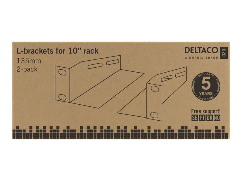 Deltaco L-Support Rails For 10" Cabinet 1U 136mm