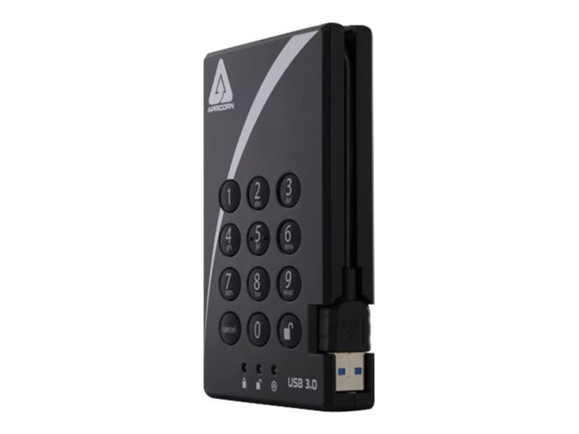 Apricorn Padlock Secure 256bit Aes 2TB USB 3.0 2Tt Musta