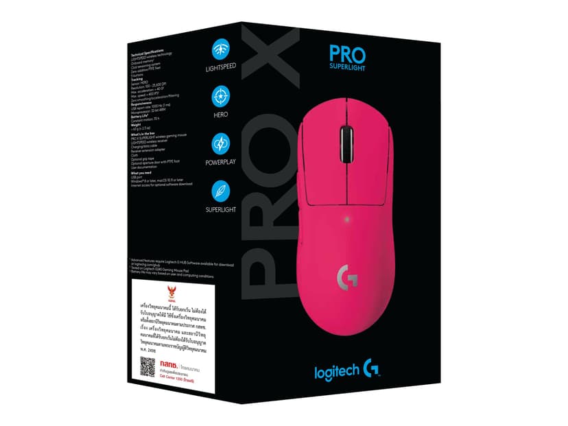 Logitech G PRO X SUPERLIGHT Trådlös 25,400dpi Mus Rosa | Dustinhome.se