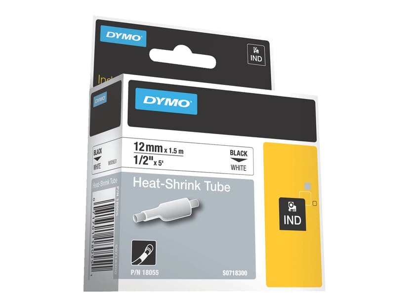 Dymo Tape RhinoPRO Heat Shrink 12mm Sort/Hvid