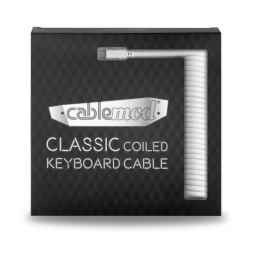 CableMod Classic Coiled Cable - Glacier White 1.5m 24-stifts USB-C Hane 4-stifts USB typ A Hane