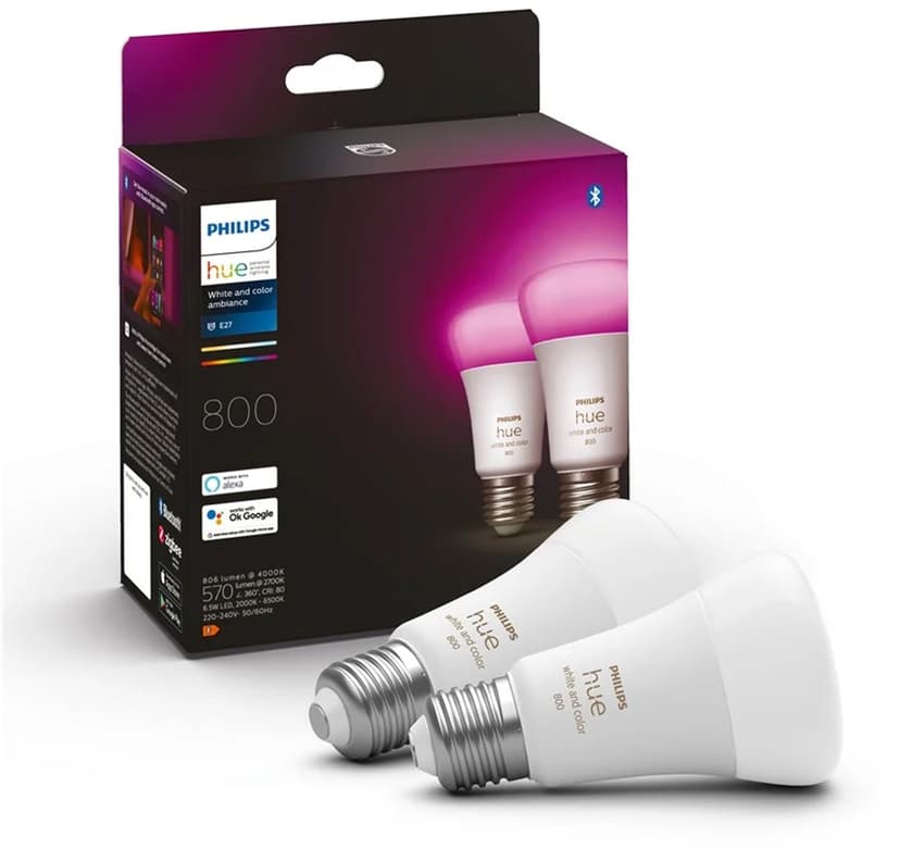 Philips Hue White and Color Ambiance E27 2-pack