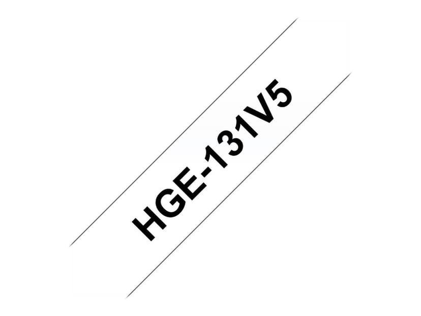 Brother Tape HGE-131V5 12mm Black/Clear5-Pack