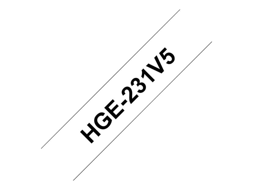 Brother Tape HGE-231V5 12mm Svart/Vit 5-Pack