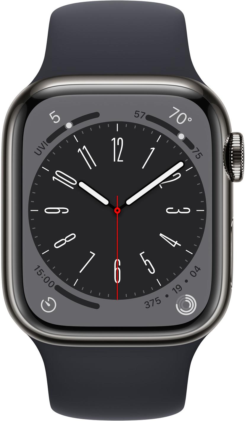 Apple Watch Series 8 GPS + Cellular, 41mm Graphite Stainless Steel Case ...
