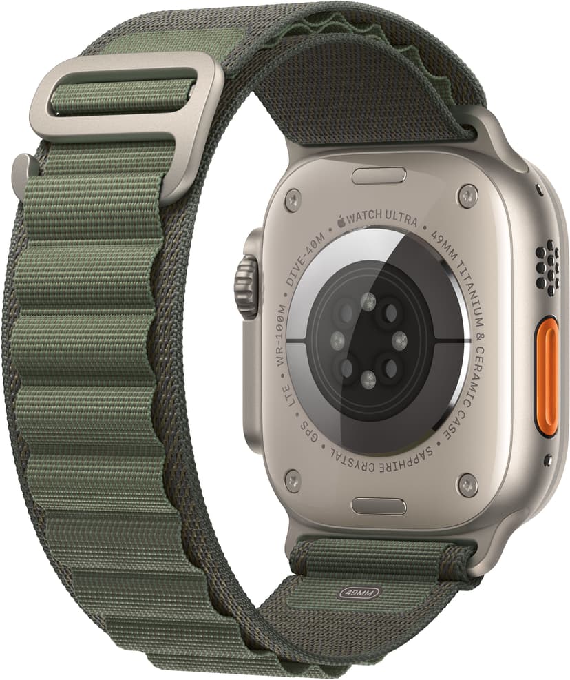 Apple Watch Ultra GPS + Cellular, 49mm Titanium Case with Green Alpine Loop Medium