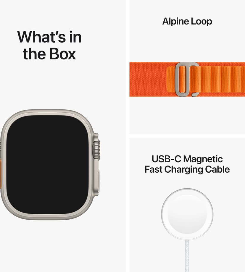 Apple Watch Ultra GPS + Cellular, 49mm Titanium Case with Orange Alpine Loop Medium