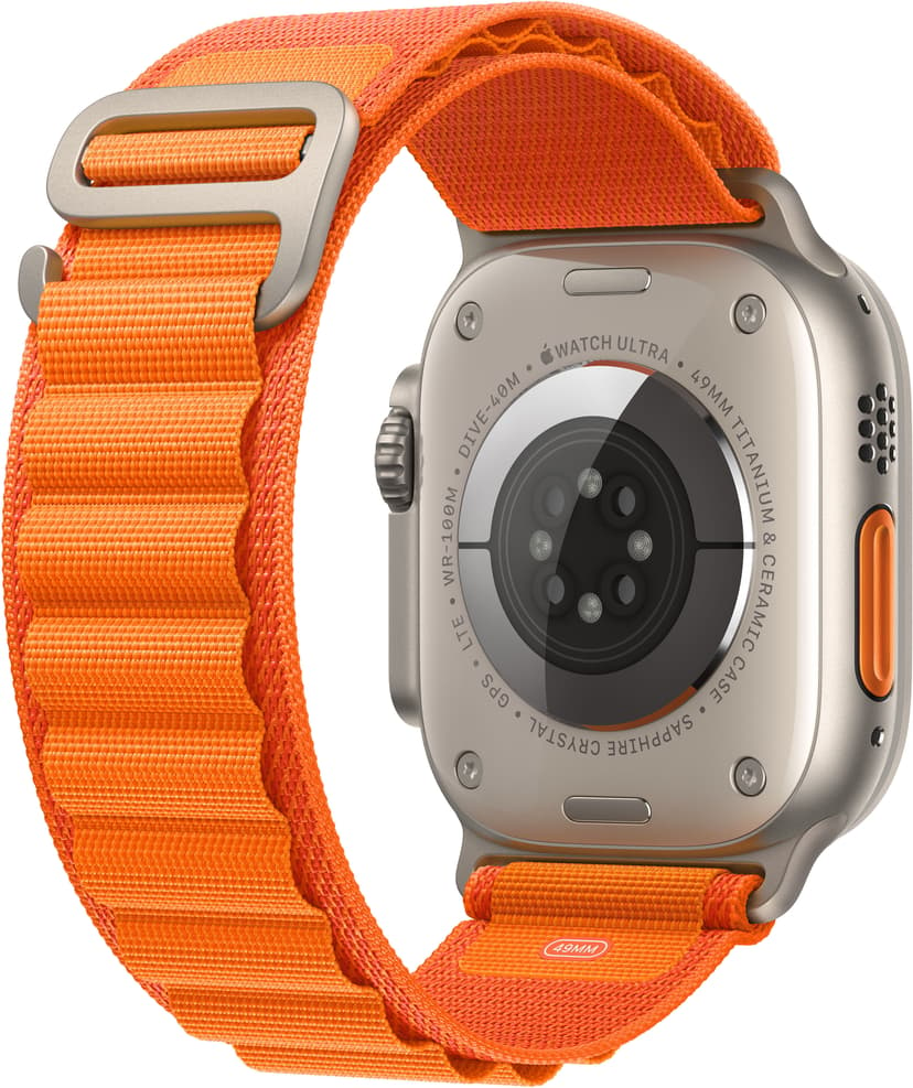 Apple Watch Ultra GPS + Cellular, 49mm Titanium Case with Orange Alpine Loop Large