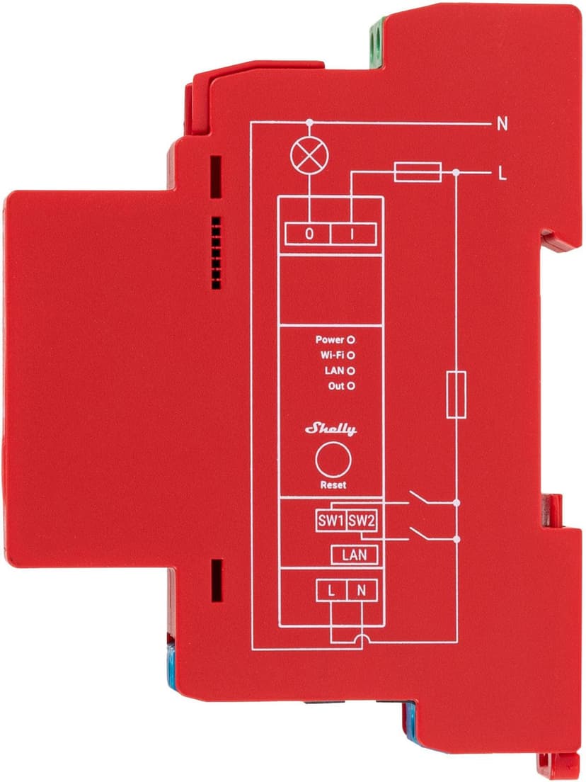 Shelly Pro 1PM DIN WiFi 1-Ch 16A Power Metering Red