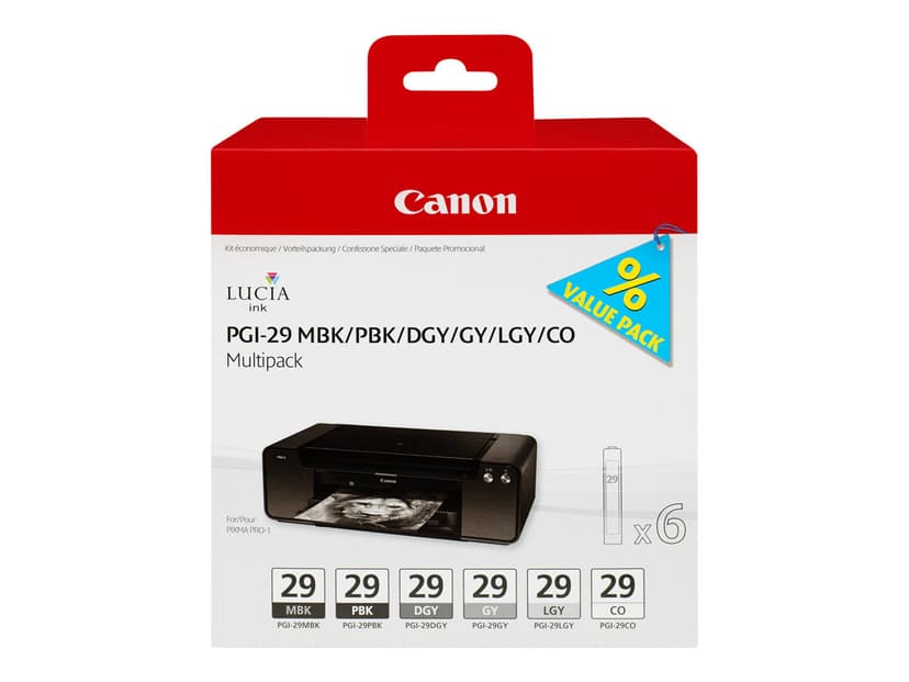 Canon Inkt Multipack Pgi-29 (Mbk/Pbk/Dgy/Gy/ Lgy)