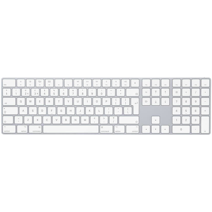 Apple Magic Keyboard with NumPad Langaton, Bluetooth Ruotsalainen/suomalainen Hopea, Valkoinen Näppäimistö