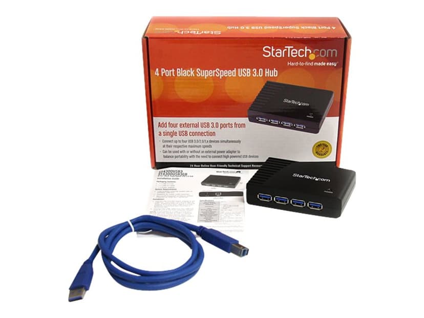 Startech 4 Port Black SuperSpeed USB 3.0 Hub USB Hub