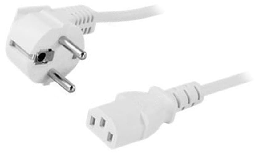 Prokord Prokord Power Cord PC Power C13 Output 5.0m Angled White 5m Voeding CEI 23-16/VII / CEE 7/3 Male Voeding IEC 60320 C13 Male