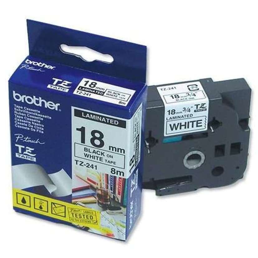 Brother Tape TZE-241 18mm Sort/Hvid