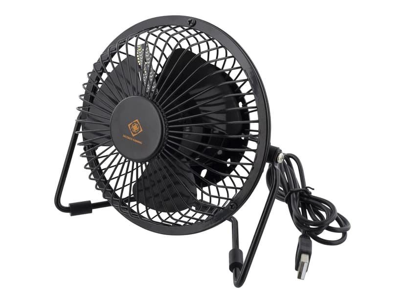 Deltaco Gaming USB Table Fan With Clock (H:M:S) Black