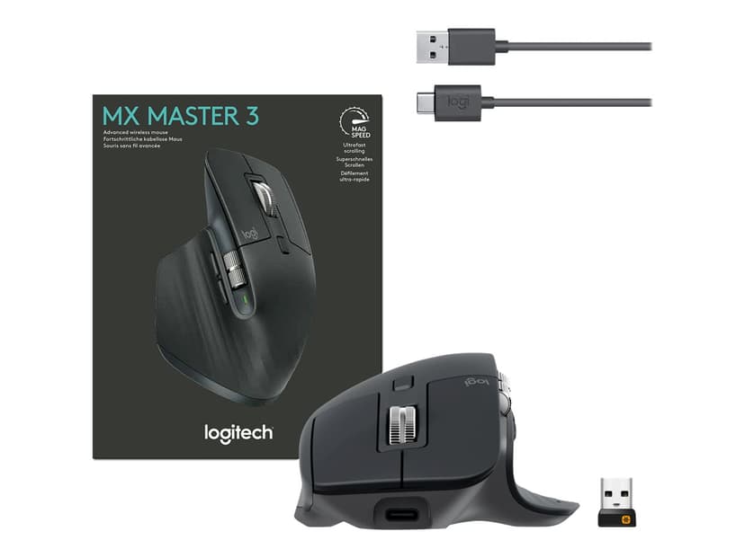 Logitech MX Master 3 4,000dpi Trådløs Mus Sort