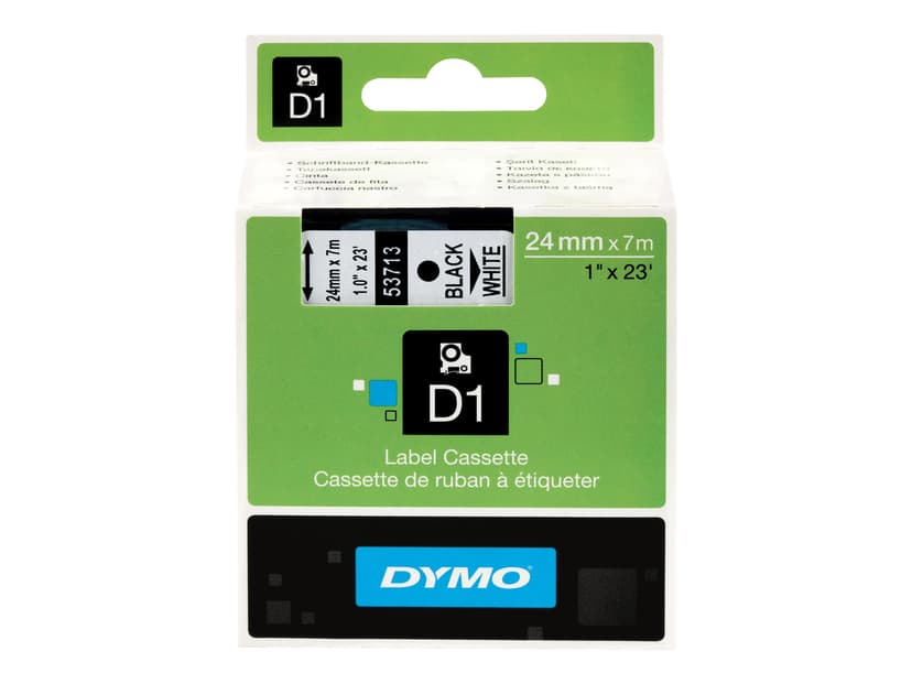 Dymo Tape D1 24mm Sort/Hvid