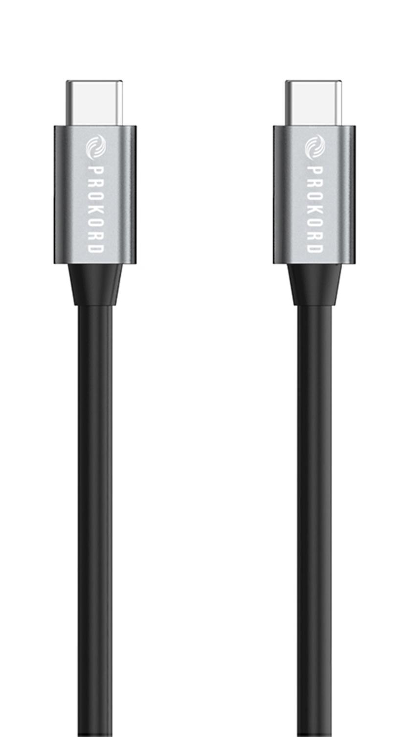 Prokord USB-C kabel USB certified (100W) 1m 24-stifts USB-C Hane 24-stifts USB-C Hane