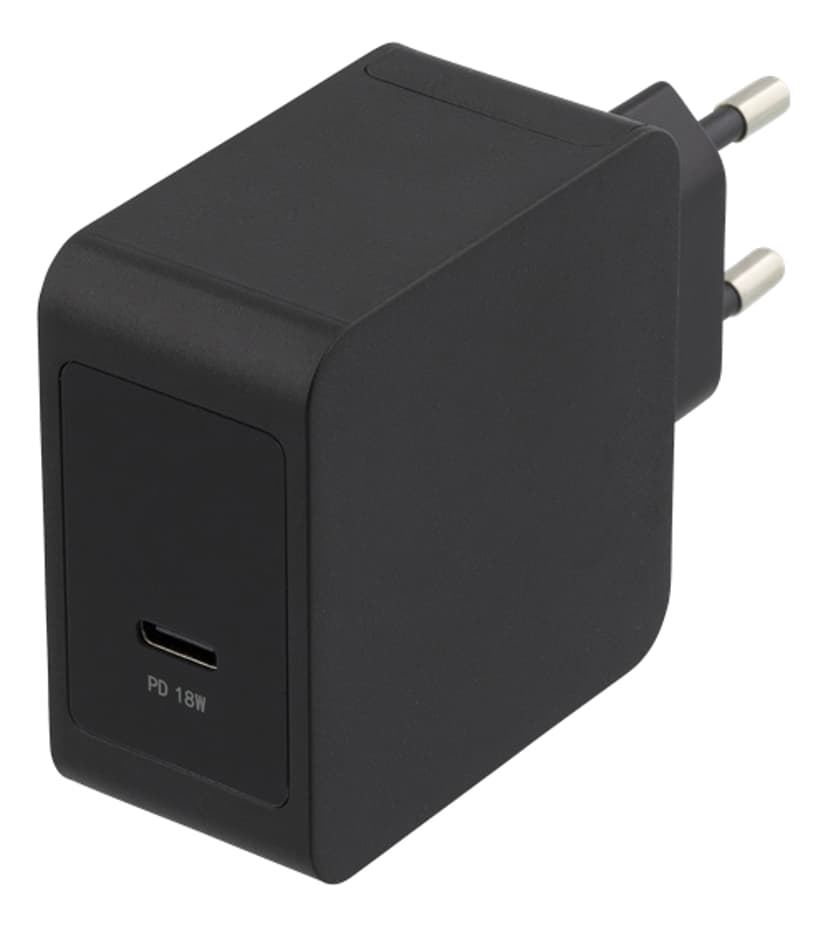 Kondator Powerdot Lader - USB-C PD 2.0 3 A 18 W Sort