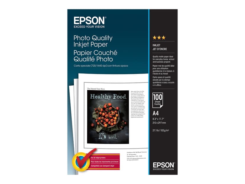 Epson Papper Photo Quality A4 100-ark 102G
