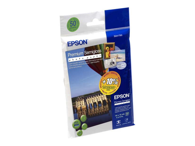 Epson Papper Photo Premium Semi Glossy 10x15cm 50-Ark 251g