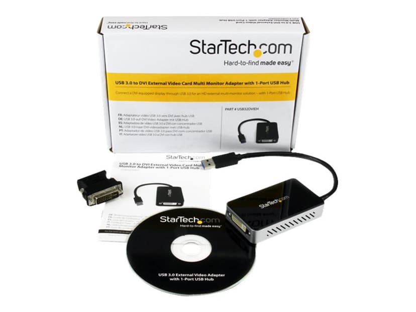 Startech USB 3.0 to DVI External Video Card Adapter with 1-Port USB Hub ekstern videoadapter 1920 x 1200 DVI, VGA