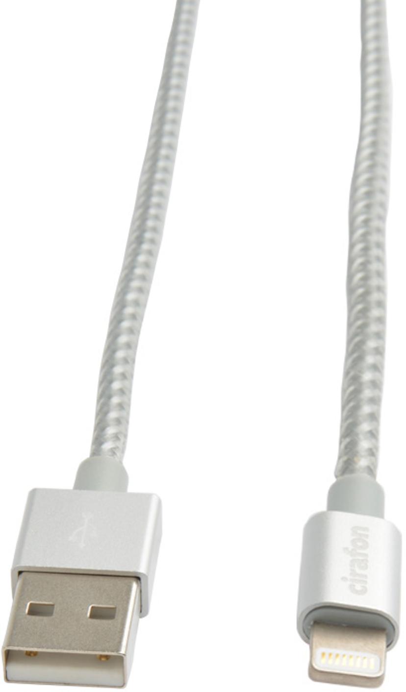 Cirafon Sync/Charge Cable Lightning 1.3m - Silver Aluminium 1.3m Zilver