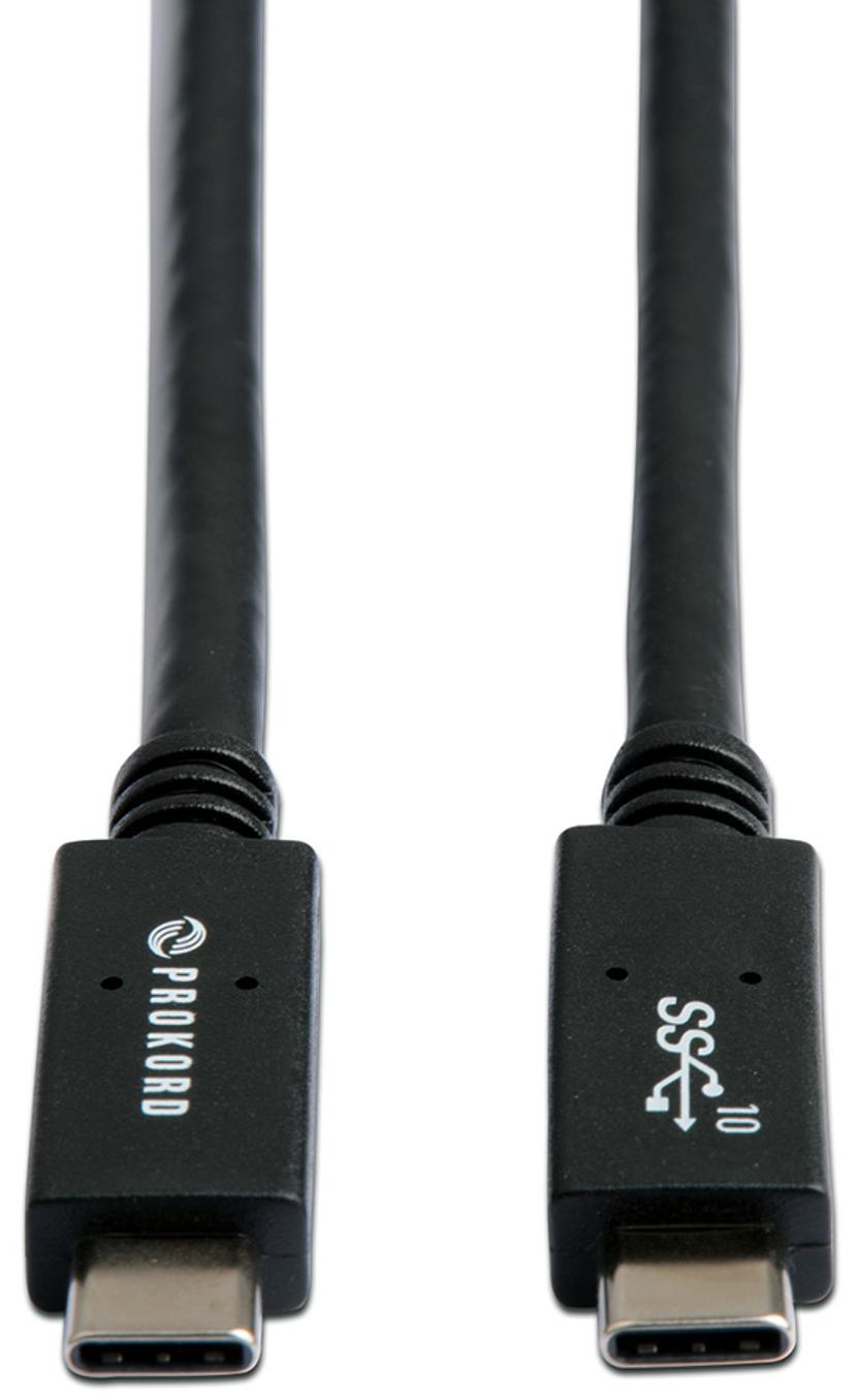 Prokord USB-C kabel USB certified (100W) 1m 24-stifts USB-C Hane 24-stifts USB-C Hane