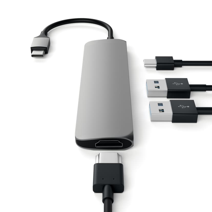Satechi USB-C MultiPorts-adapter - Space Grey USB-C Mini-dockningsenhet