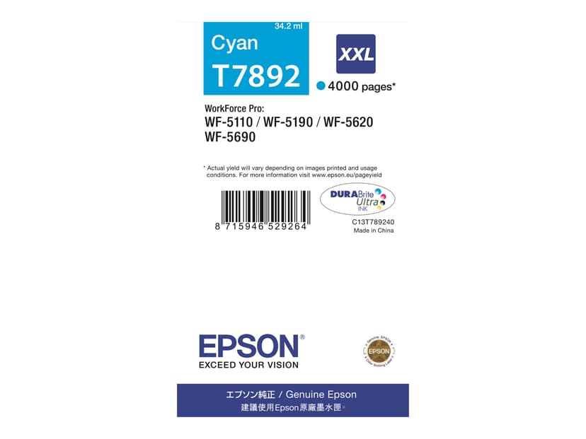 Epson Bläck Cyan T7892 XXL