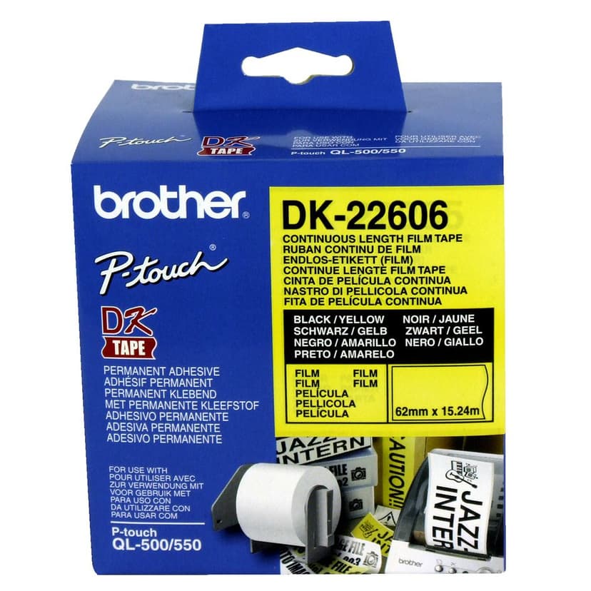Brother Tape Width Plastic Svart/Gul 62mm X 15.24m