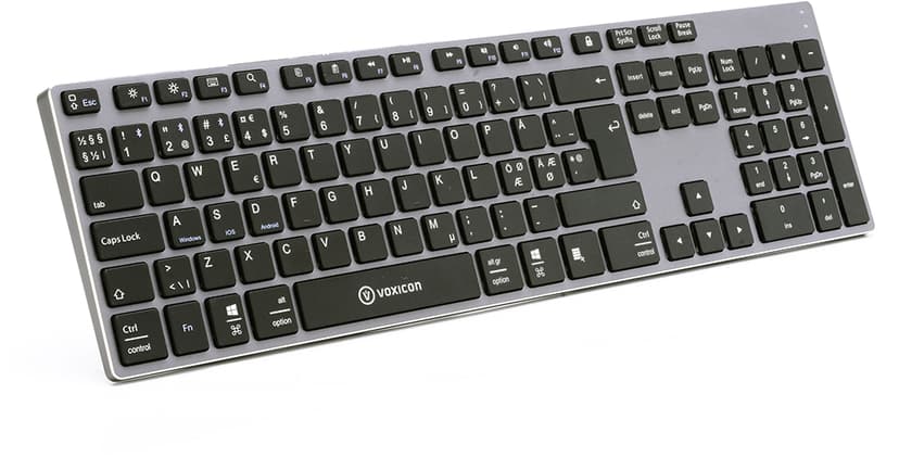 Voxicon Bt Keyboard 290 Black Trådlös Nordisk Silver, Svart Tangentbord
