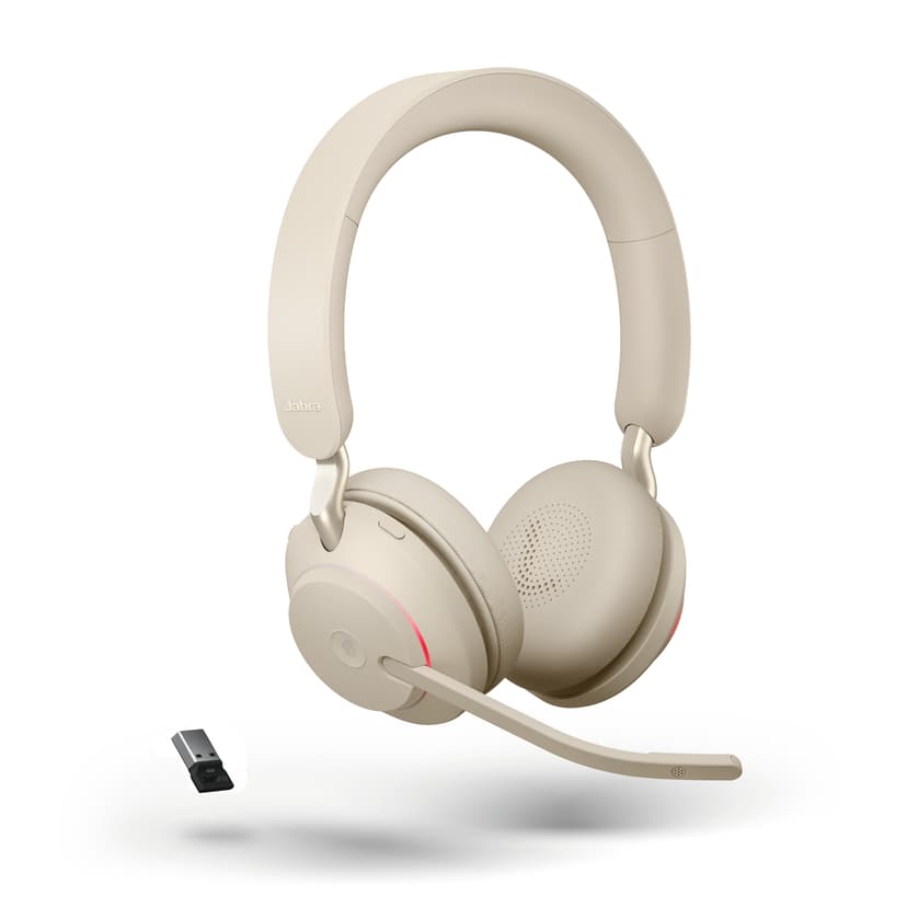 Jabra Evolve2 65 MS with Stand USB-A via Bluetooth-adapter Beige