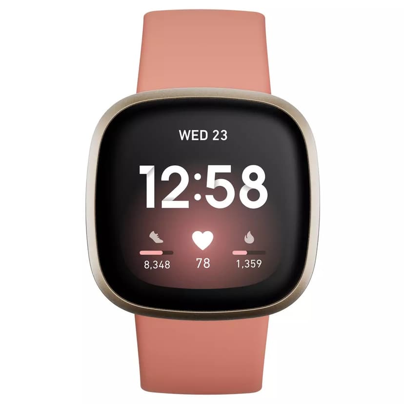 Fitbit Versa 3 Pink Clay/Soft Gold Aktivitetssporer, Kondi-armbåndsur