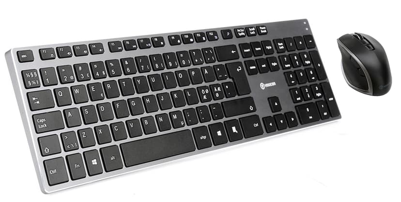 Voxicon Slim Metal Keyboard 290 Grey + DM-P20WL Nordiska länderna Sats med tangentbord och mus
